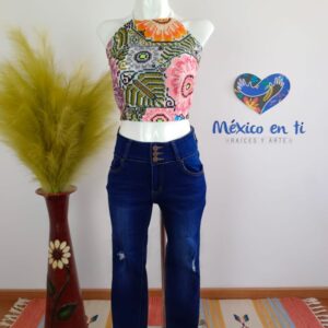 Crop top tipo halter hilo contado T-Ch