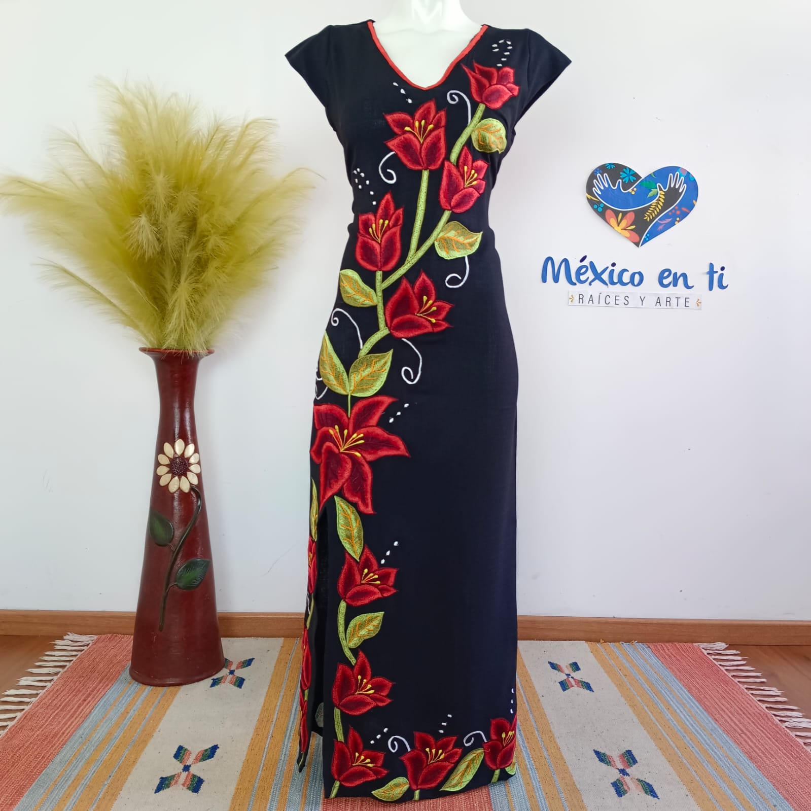 Vestido Flor Roja T-Ch 32)