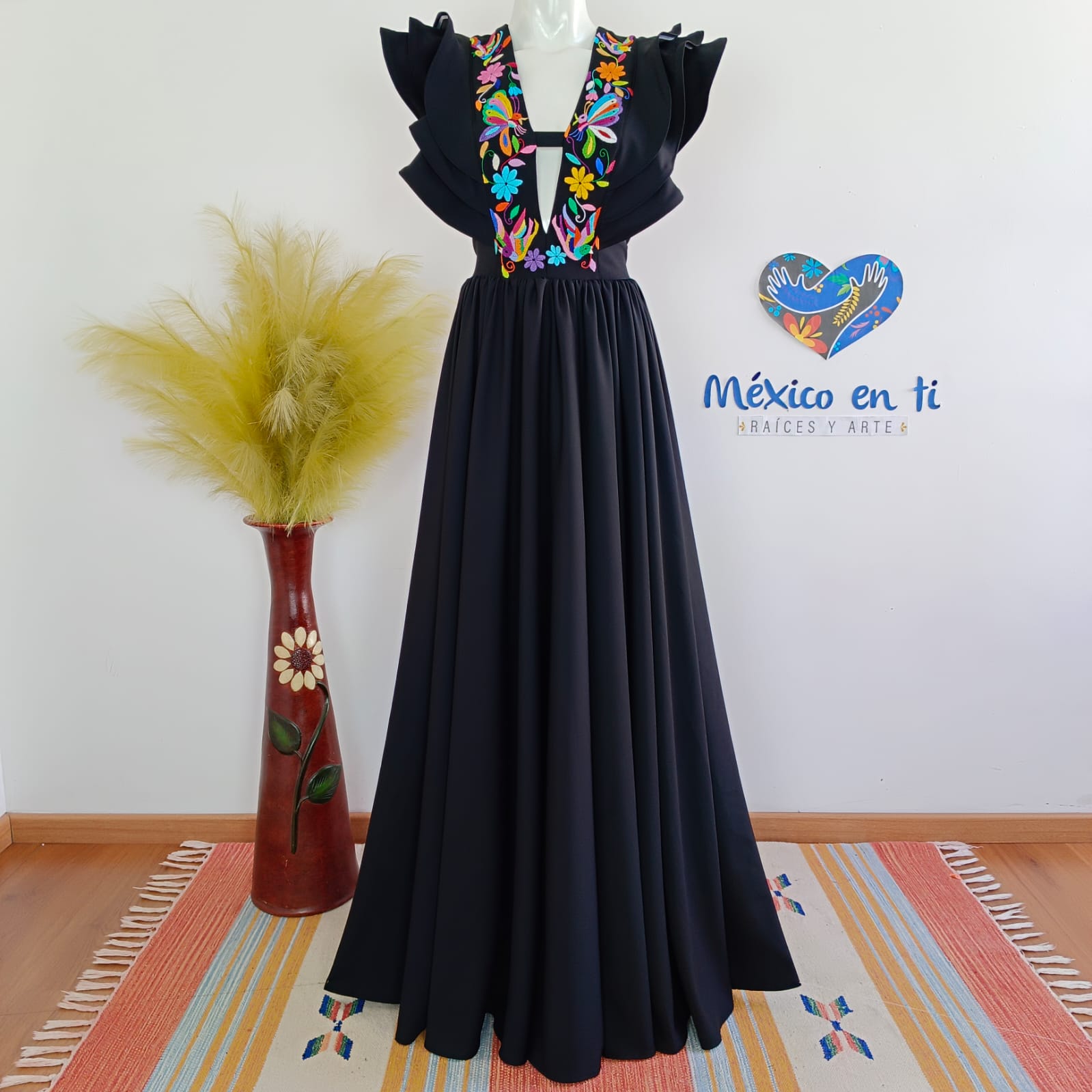 Vestido Orejon Tenango T-M (34) Tienda Online de Vestidos Artesanales de  Mexico